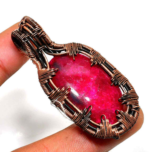 Ember’s Embrace – Ruby & Copper Wire Pendant