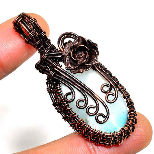 Moonlit Rose – Moonstone & Copper Pendant