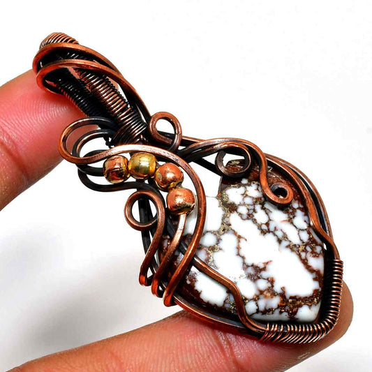 Terra Balance – Copper-Wrapped Stone Pendant