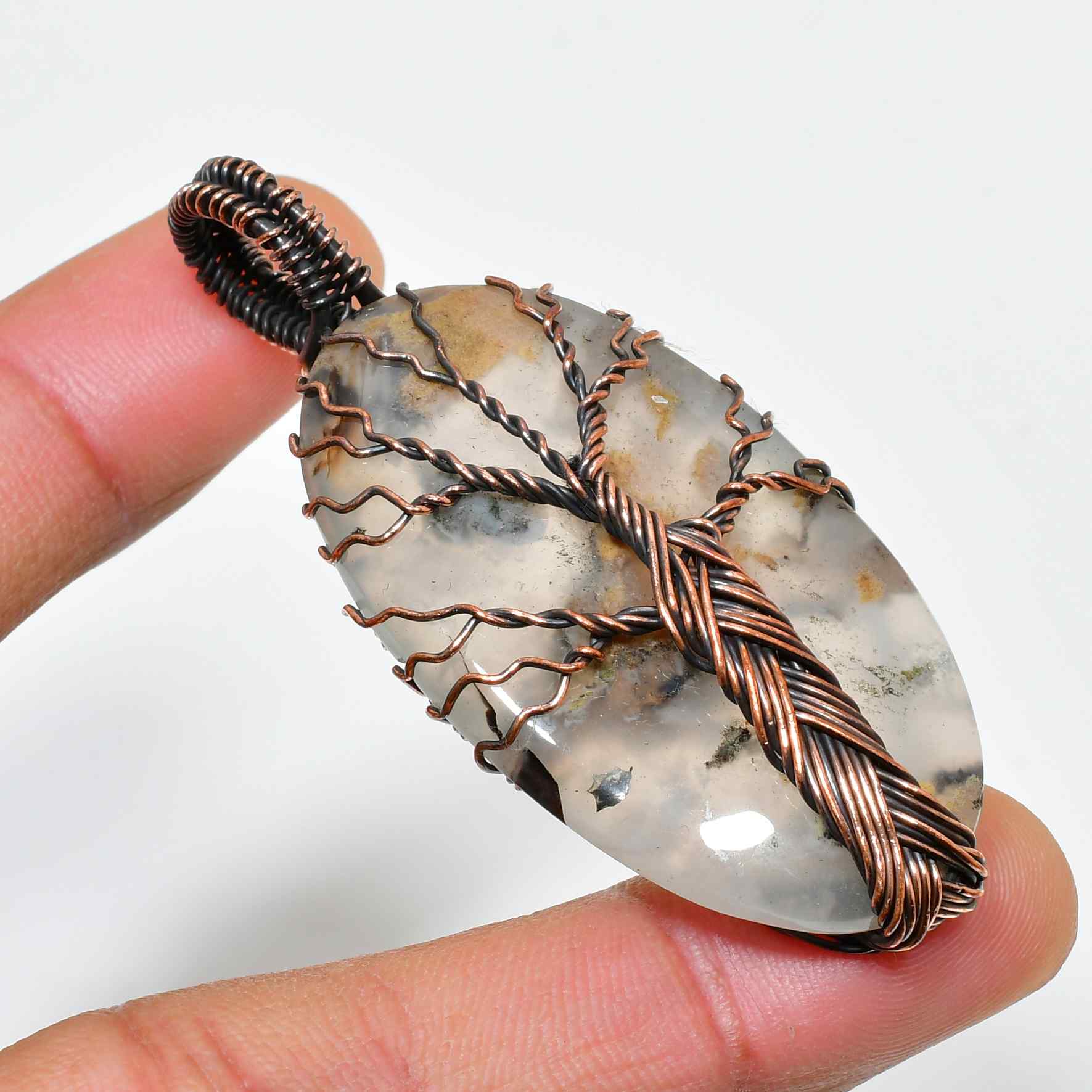 Gaia’s Arbor – Agate Copper Tree of Life Pendant