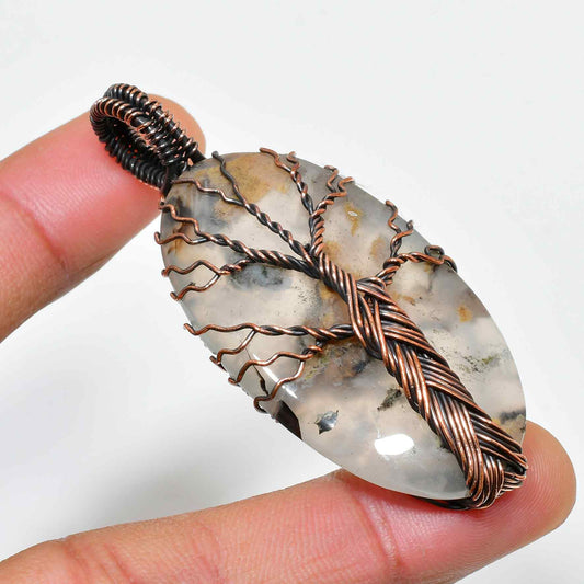 Gaia’s Arbor – Agate Copper Tree of Life Pendant