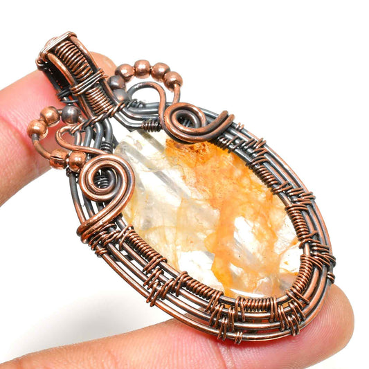 Solara’s Glow – Citrine Copper Pendant
