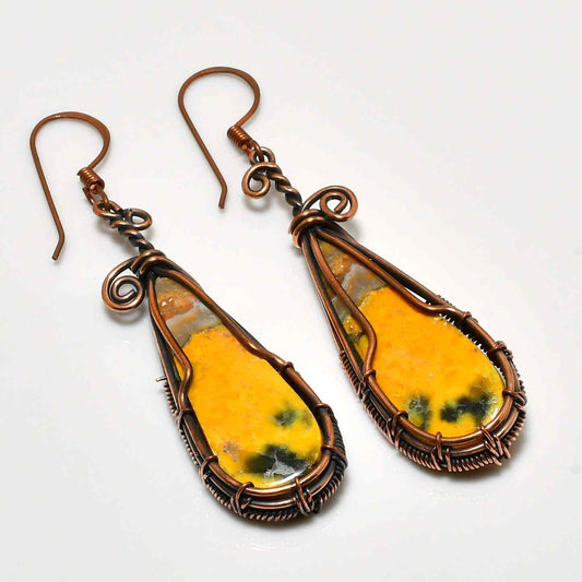 Auric Joy – Yellow & Green Gemstone Copper Earrings