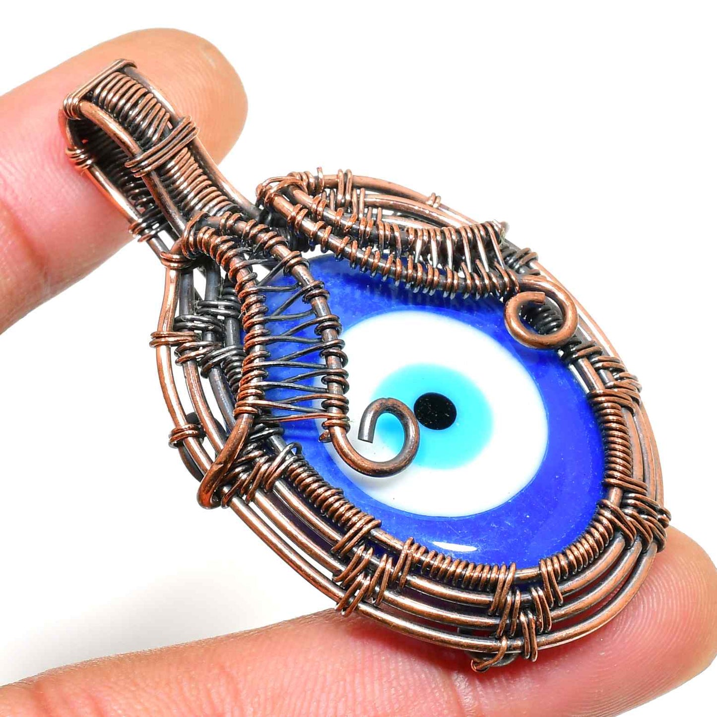Selene’s Shield – Copper Evil Eye Pendant