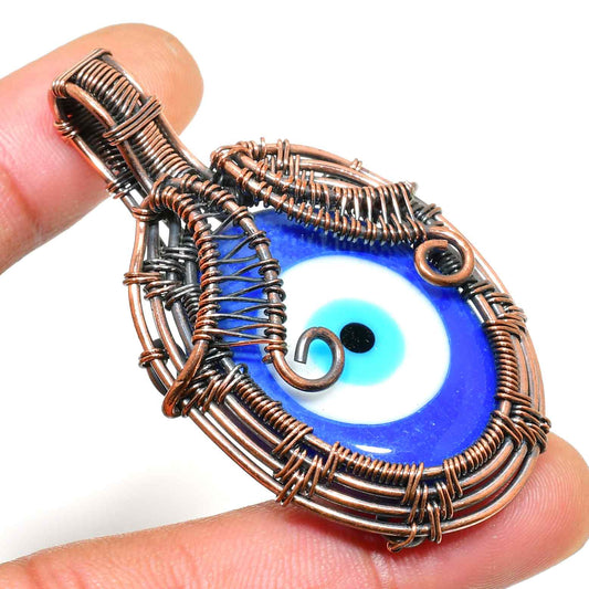 Selene’s Shield – Copper Evil Eye Pendant