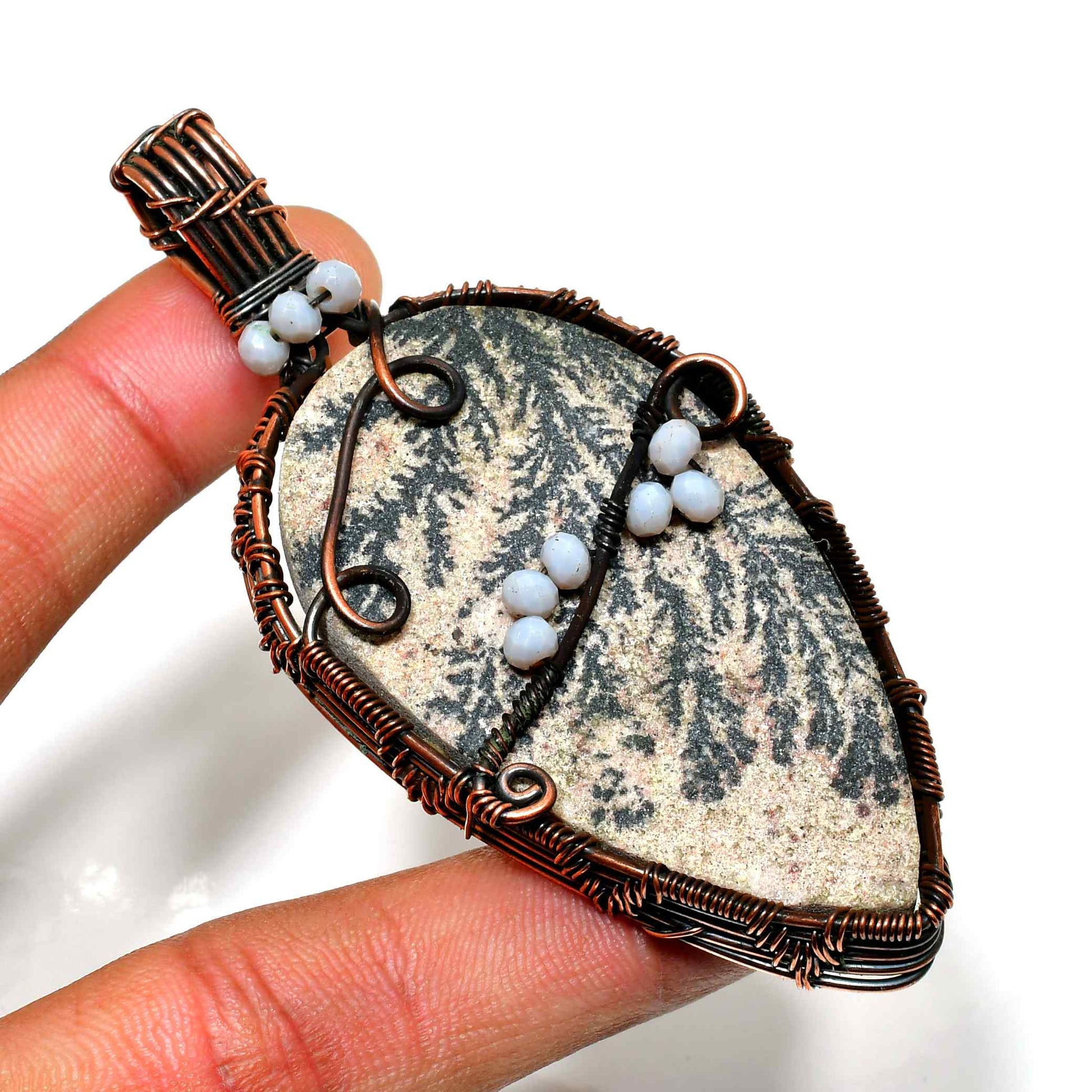 Gaia’s Embrace – Moss Agate Copper Pendant
