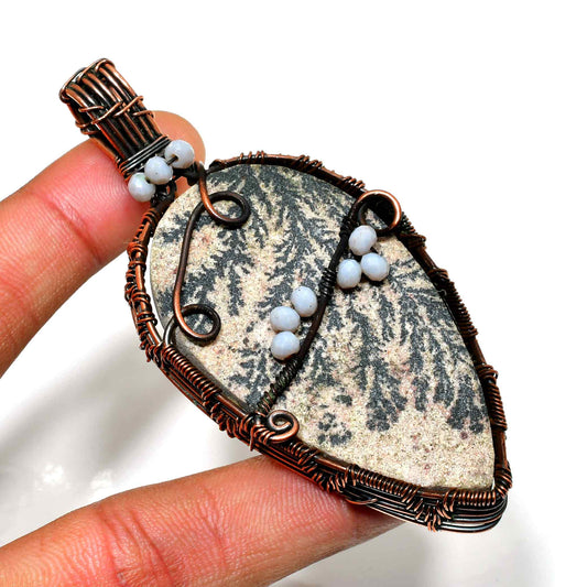 Gaia’s Embrace – Moss Agate Copper Pendant