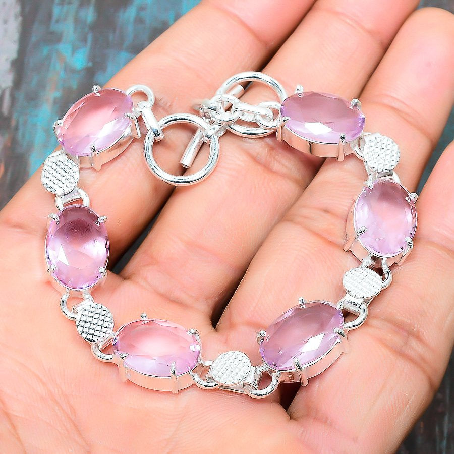 Luna’s Embrace – Rose Quartz & Silver Bracelet