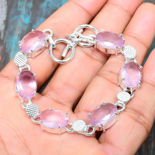 Luna’s Embrace – Rose Quartz & Silver Bracelet