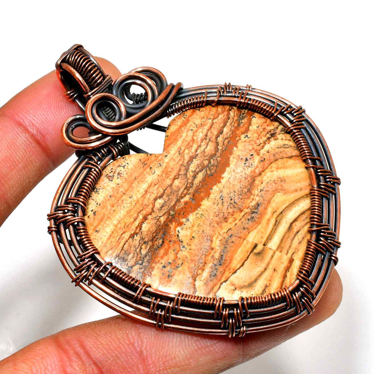 Gaia’s Caramel Heart – Oxidized Copper Pendant