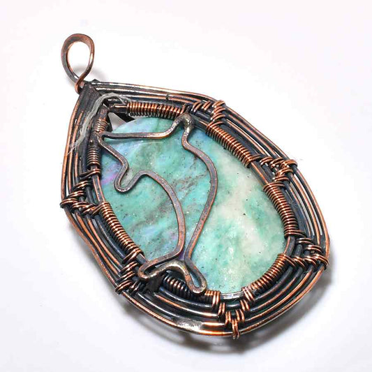 Ocean’s Spirit – Labradorite Copper Dolphin Pendant