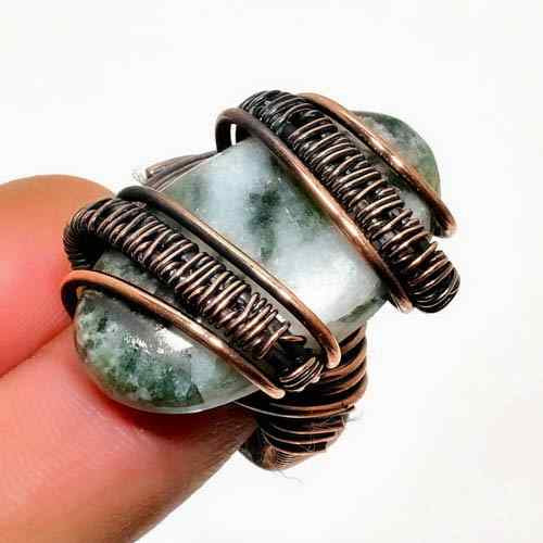 Serenity’s Embrace – Copper-Wrapped Jade Ring
