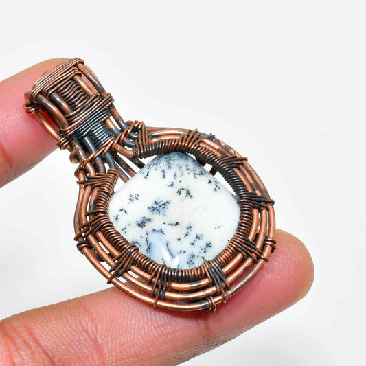 Gaia’s Whisper – Oxidized Copper & Gemstone Pendant