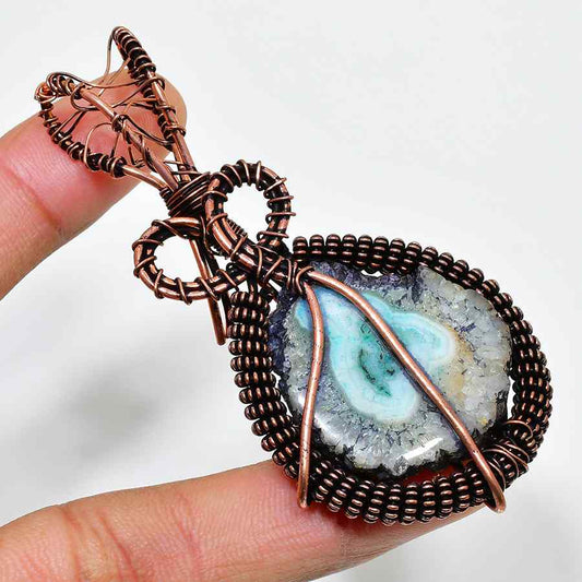 Gaia’s Embrace – Agate & Copper Pendant