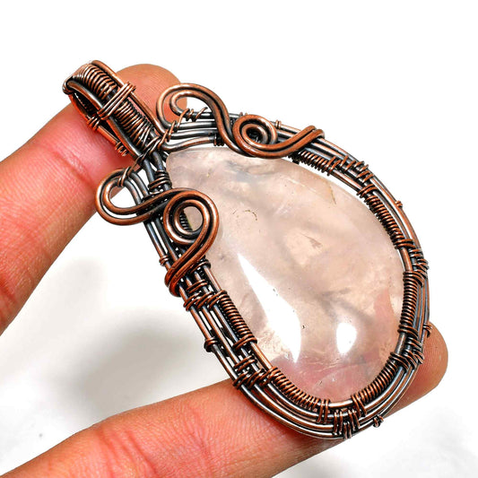 Serenity’s Embrace – Rose Quartz Copper Pendant