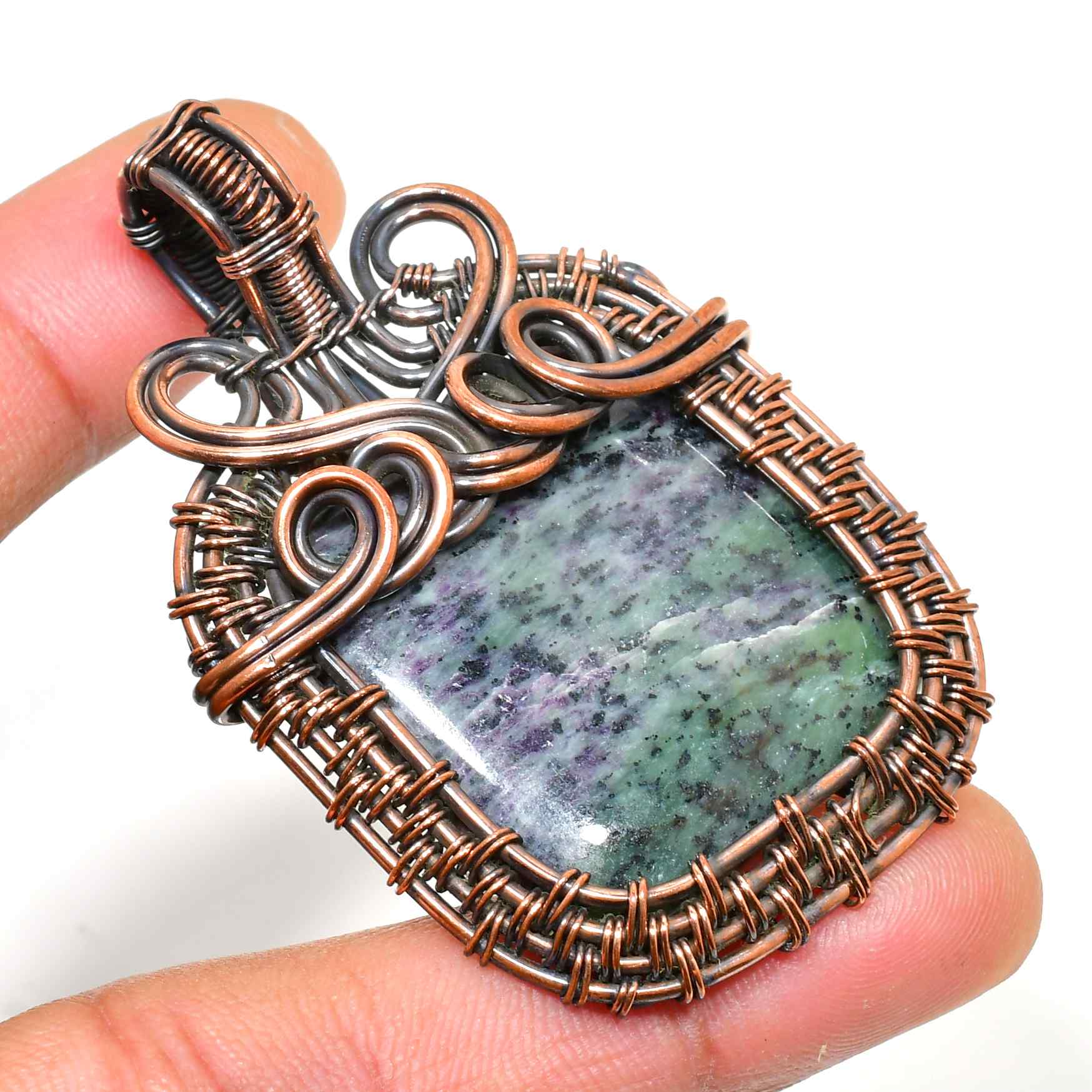 Aurora’s Veil – Amethyst Copper Pendant