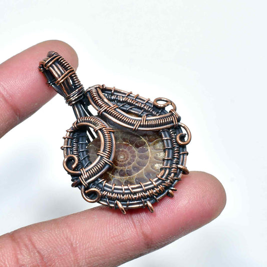 Eon’s Spiral – Ammonite Copper Pendant
