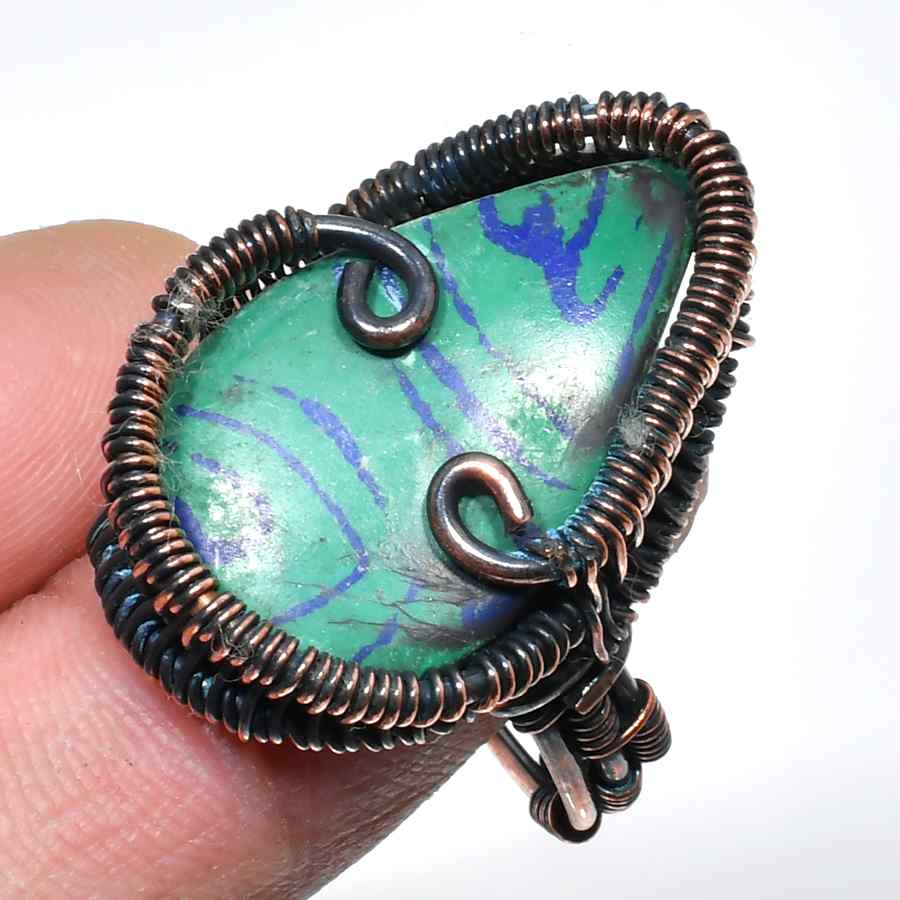 Azure Embrace – Turquoise & Copper Ring