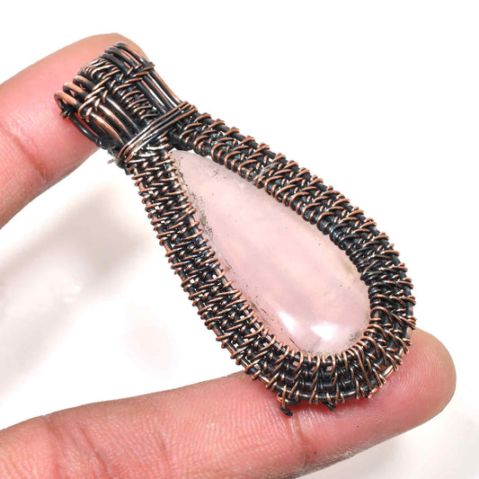 Serenity’s Glow – Rose Quartz Copper Pendant