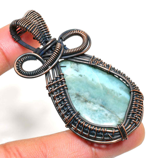 Ocean’s Whisper – Aquamarine Copper Pendant