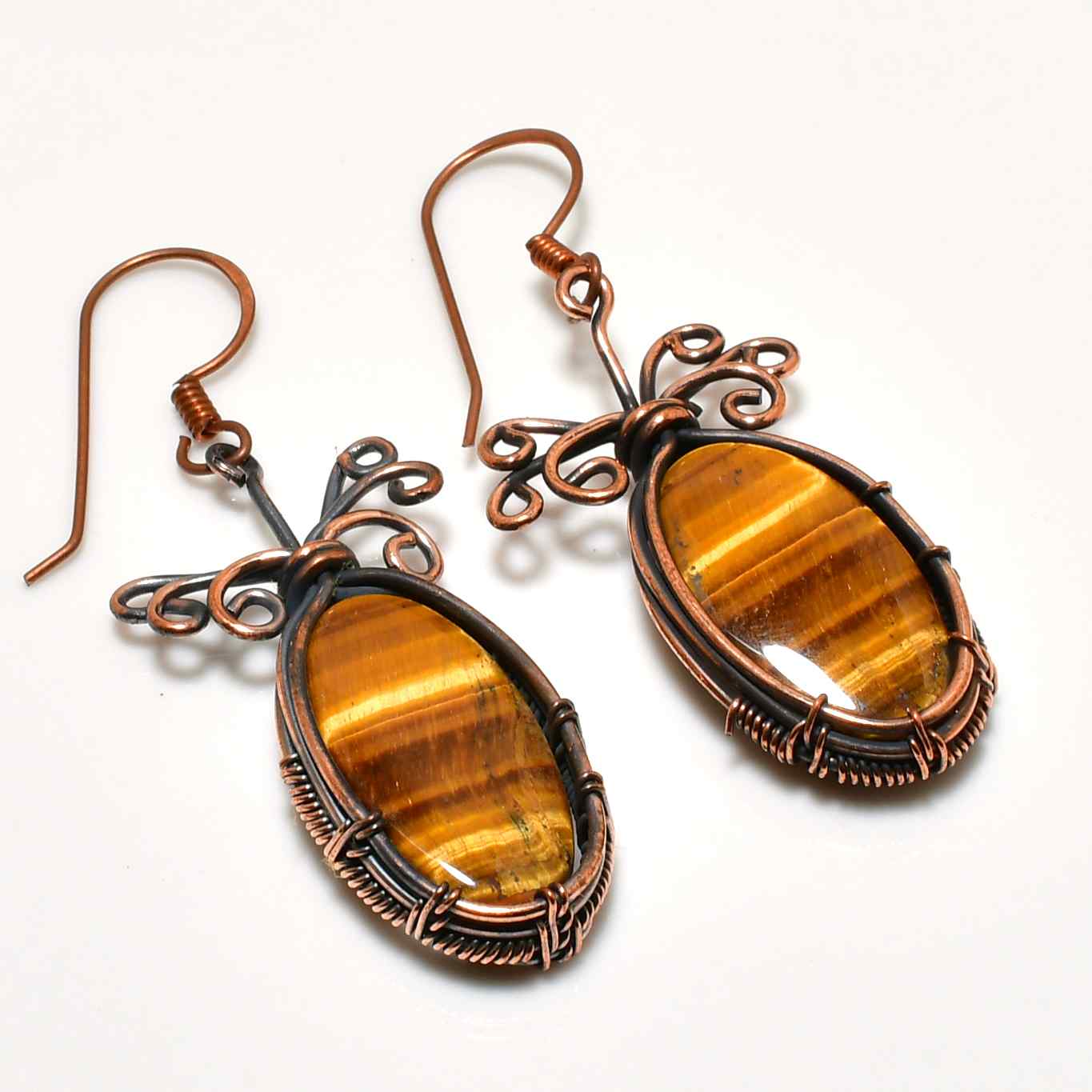 Bravery’s Glow – Tiger’s Eye Copper Earrings