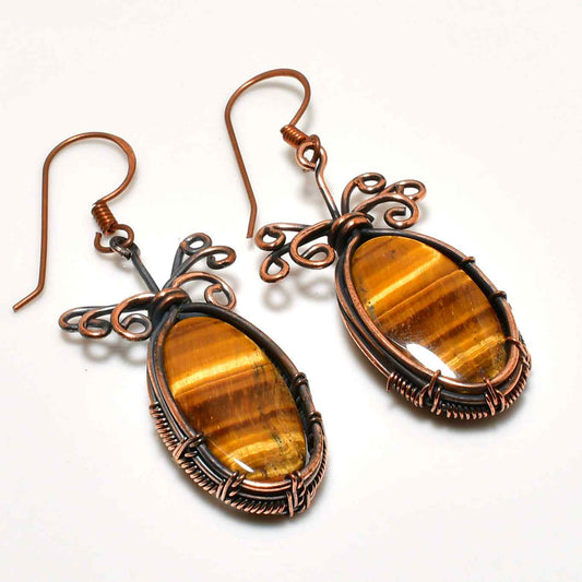 Bravery’s Glow – Tiger’s Eye Copper Earrings