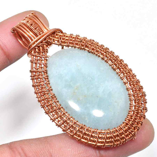 Celestial Waters – Aquamarine & Copper Pendant