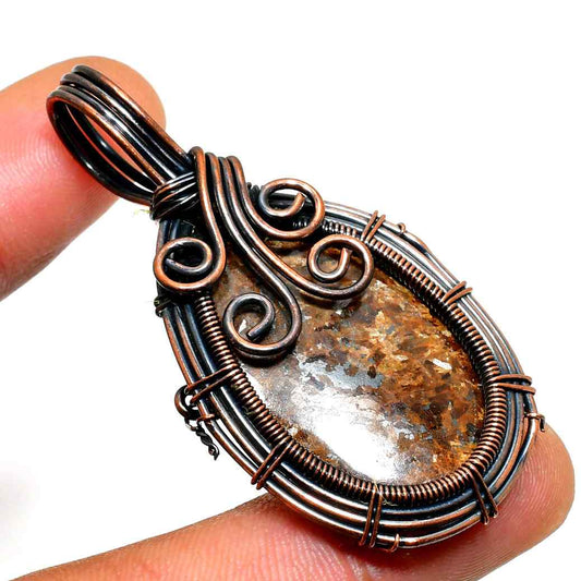 Terra’s Embrace – Natural Stone Copper Pendant