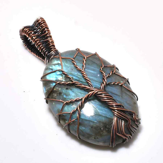 Celestial Dream – Labradorite & Copper Wire Pendant