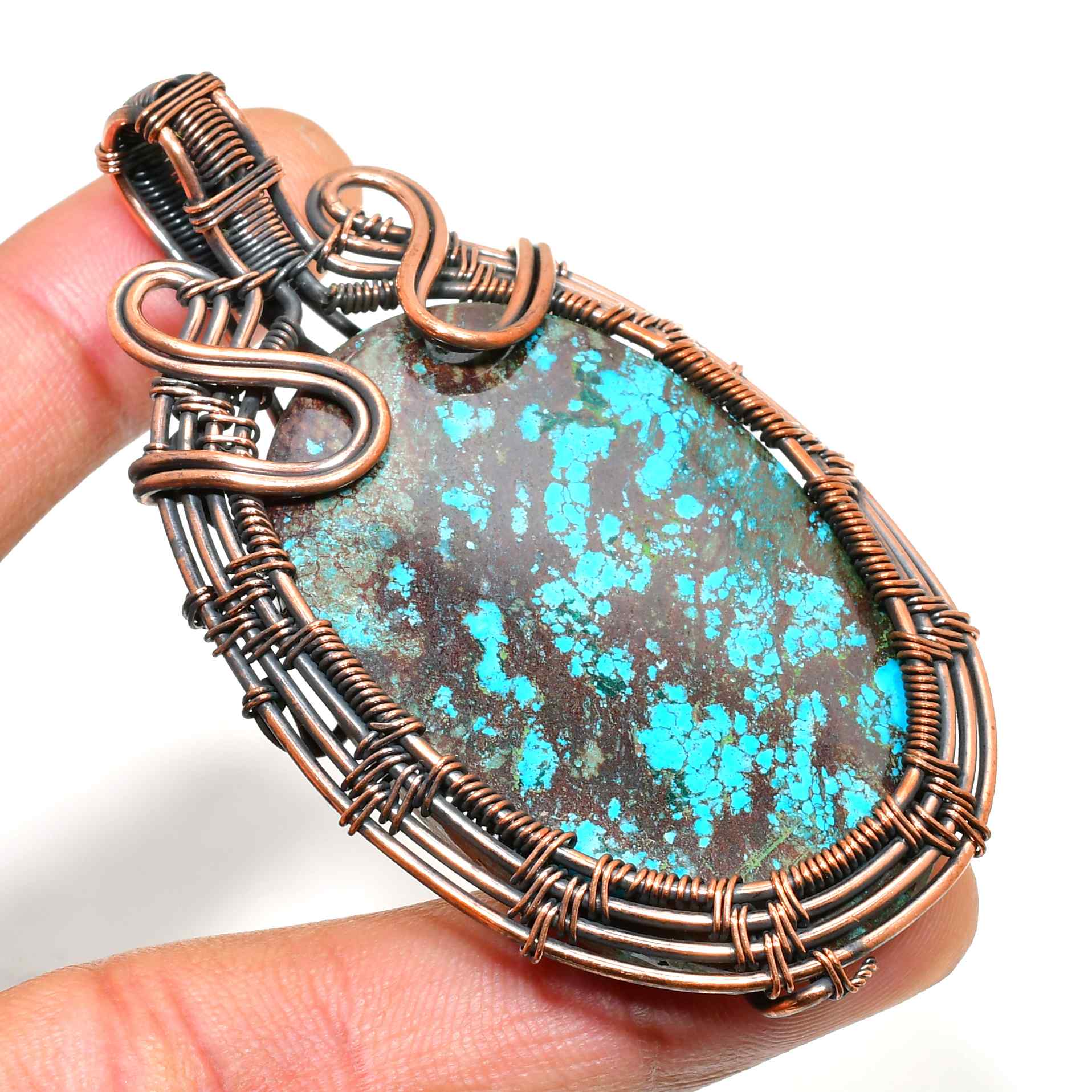 Terra’s Embrace – Turquoise & Oxidized Copper Pendant