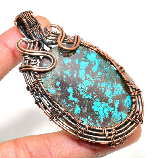 Terra’s Embrace – Turquoise & Oxidized Copper Pendant