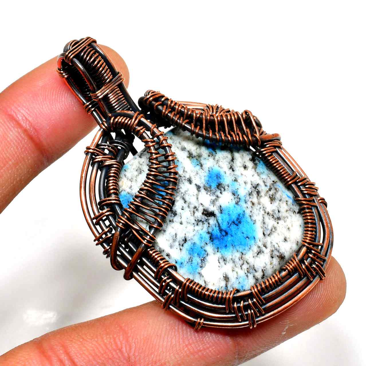 Azure Serenity – Blue Stone Copper Pendant