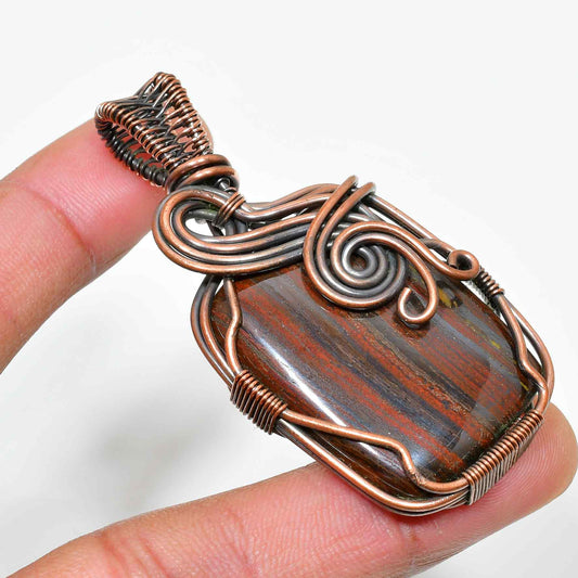 Harmonious Echo – Copper-Wrapped Jasper Pendant