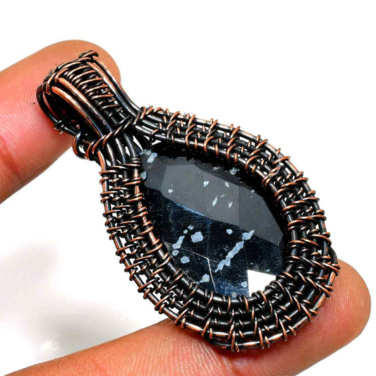 Obsidian Harmony – Black Obsidian Copper Pendant