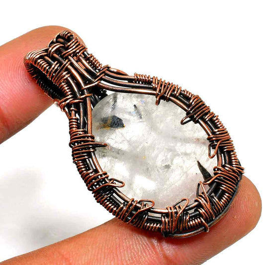 Gaia’s Clarity – Hand-Wrapped Quartz Pendant
