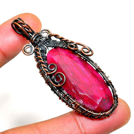 Scarlet Ember – Ruby & Copper Pendant