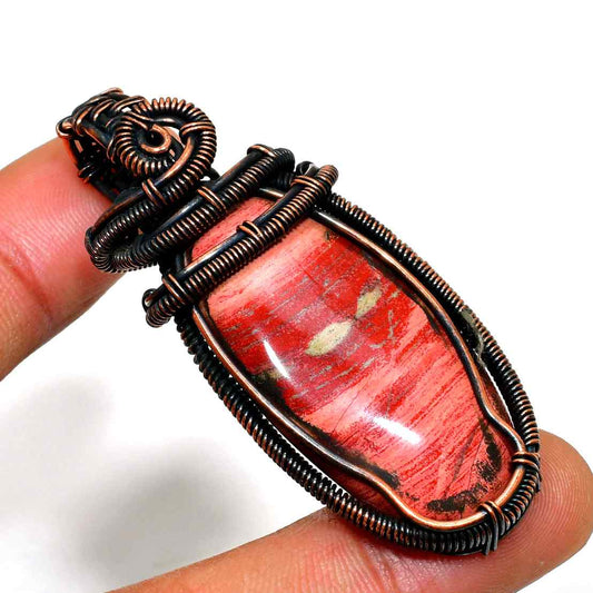 Passion’s Embrace – Red Jasper Copper Pendant