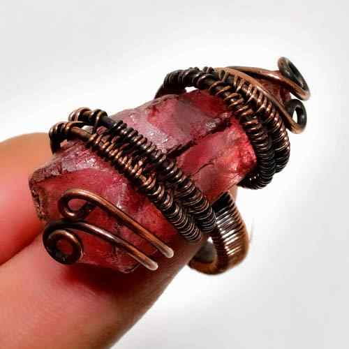 Celestial Guardian – Raw Tourmaline Copper Ring