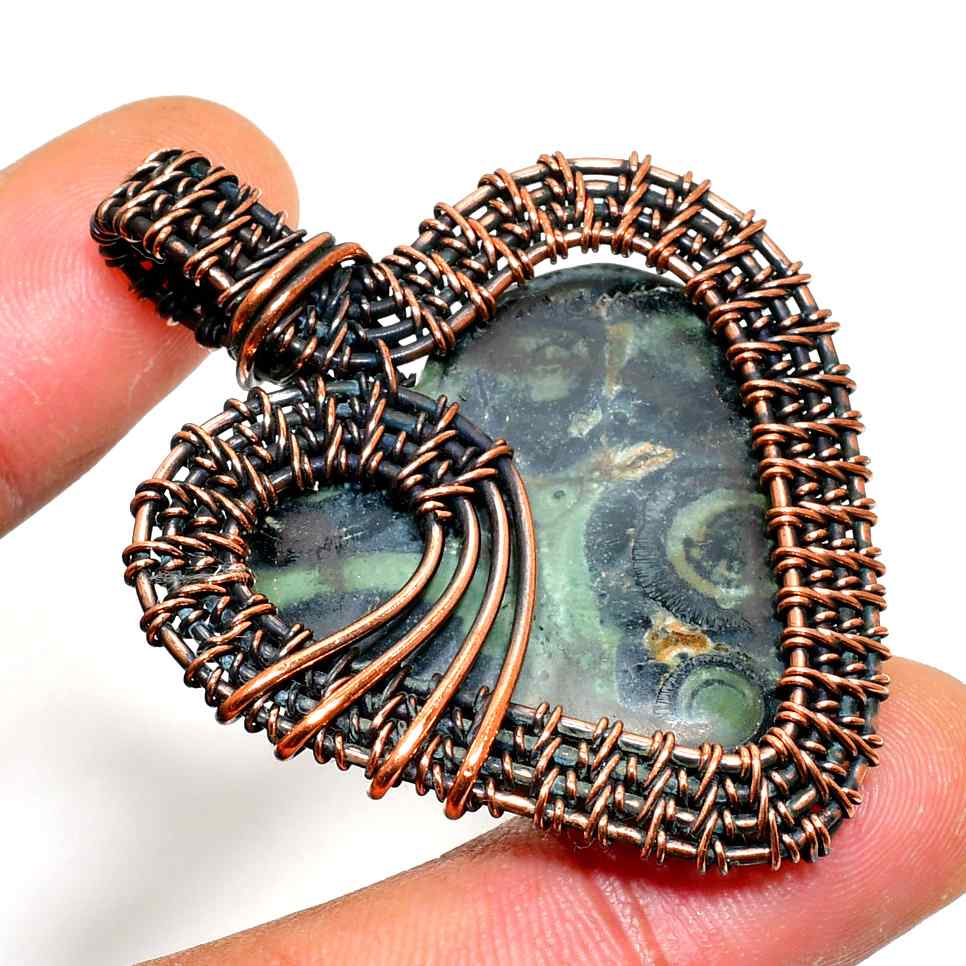 Earth’s Heart – Copper-Wrapped Stone Pendant