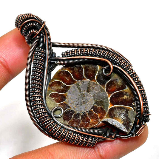 Aurelia’s Spiral – Ammonite Copper Pendant