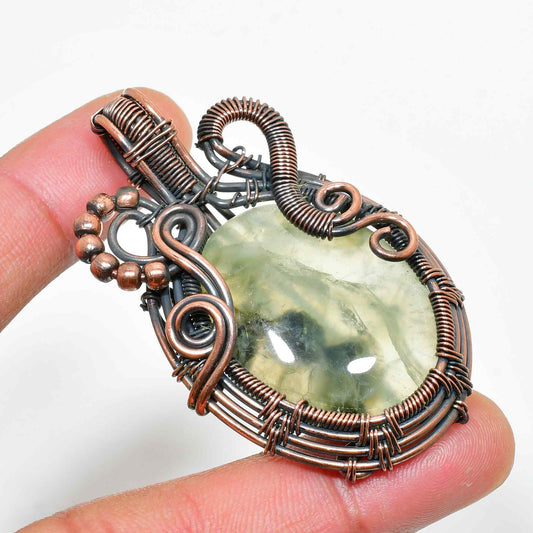 Verdant Whisper – Oxidized Copper Crystal Pendant