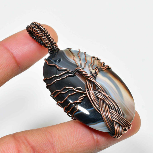 Gaia’s Embrace – Copper-Wrapped Agate Pendant