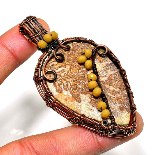 Gaia’s Embrace – Oxidized Copper Gemstone Pendant