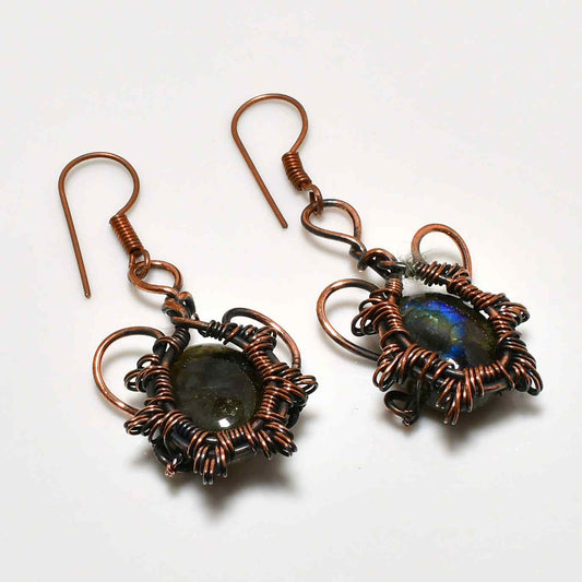 Ember’s Embrace – Labradorite & Copper Earrings