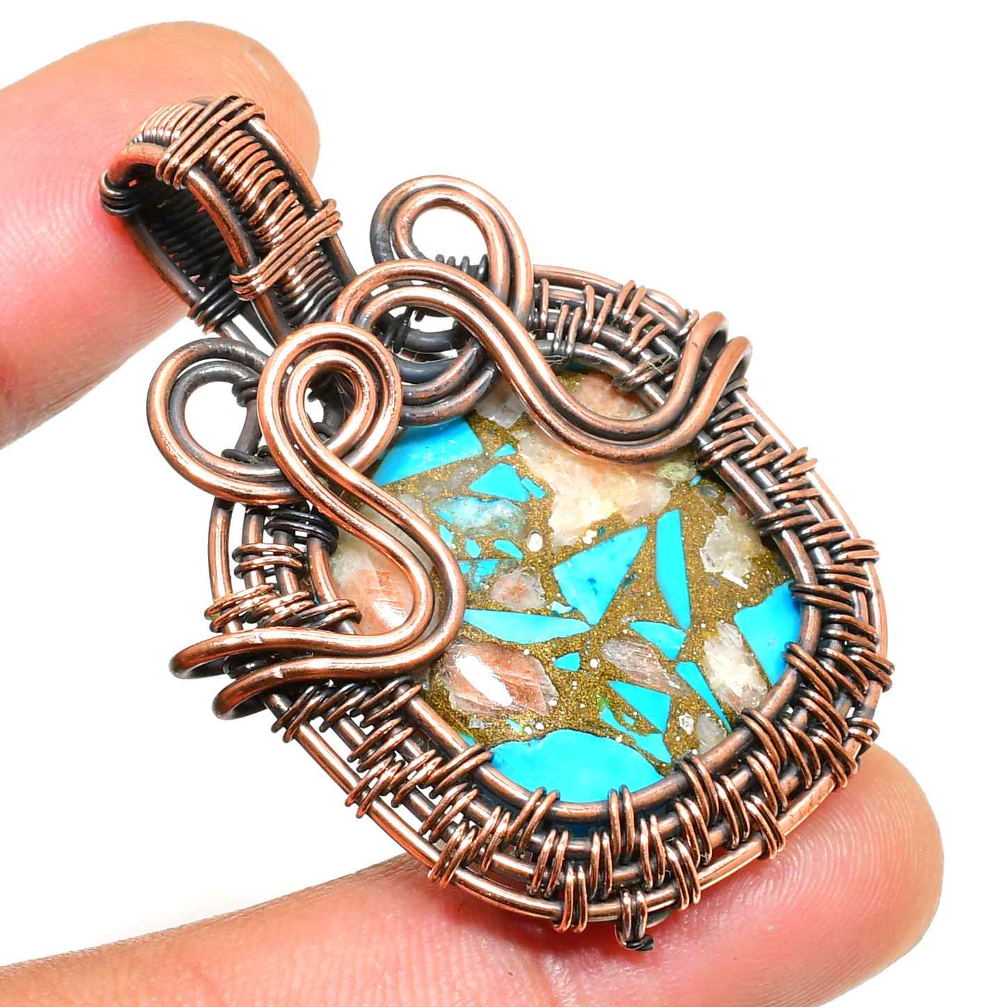 Maya’s Whisper – Turquoise Copper Pendant