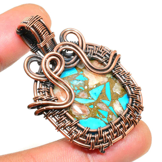 Maya’s Whisper – Turquoise Copper Pendant