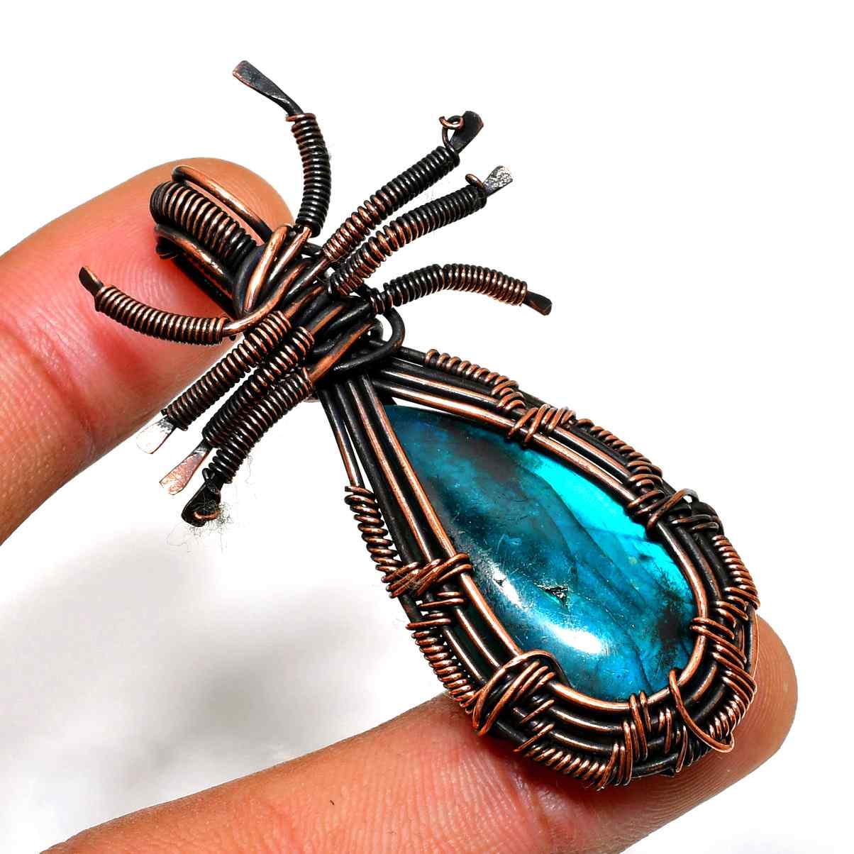 Celestial Embrace – Labradorite & Copper Pendant
