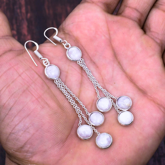 Luna’s Cascade – Moonstone & Silver Drop Earrings