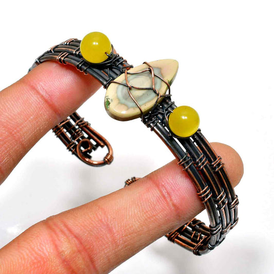 Serenity Stone – Yellow Jasper & Copper Wire Bracelet