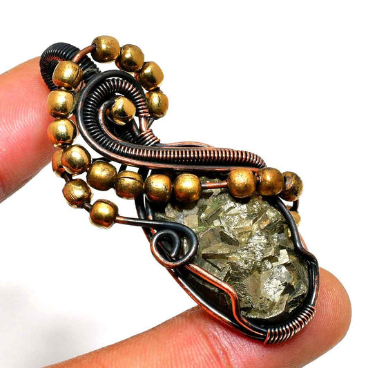 Aurum Whisper – Hand-Wrapped Pyrite Pendant